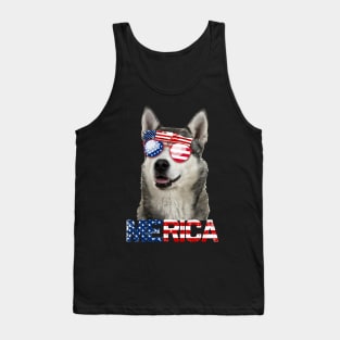 Merica Siberian Husky Dog American Flag 4Th Of July Tank Top